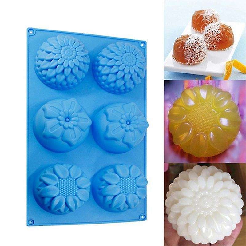 6 Cavities Sunflower Muffin Cups Cupcake Pans Silicone Cake Baking Mold Craft Art Handmade Soap Mol
