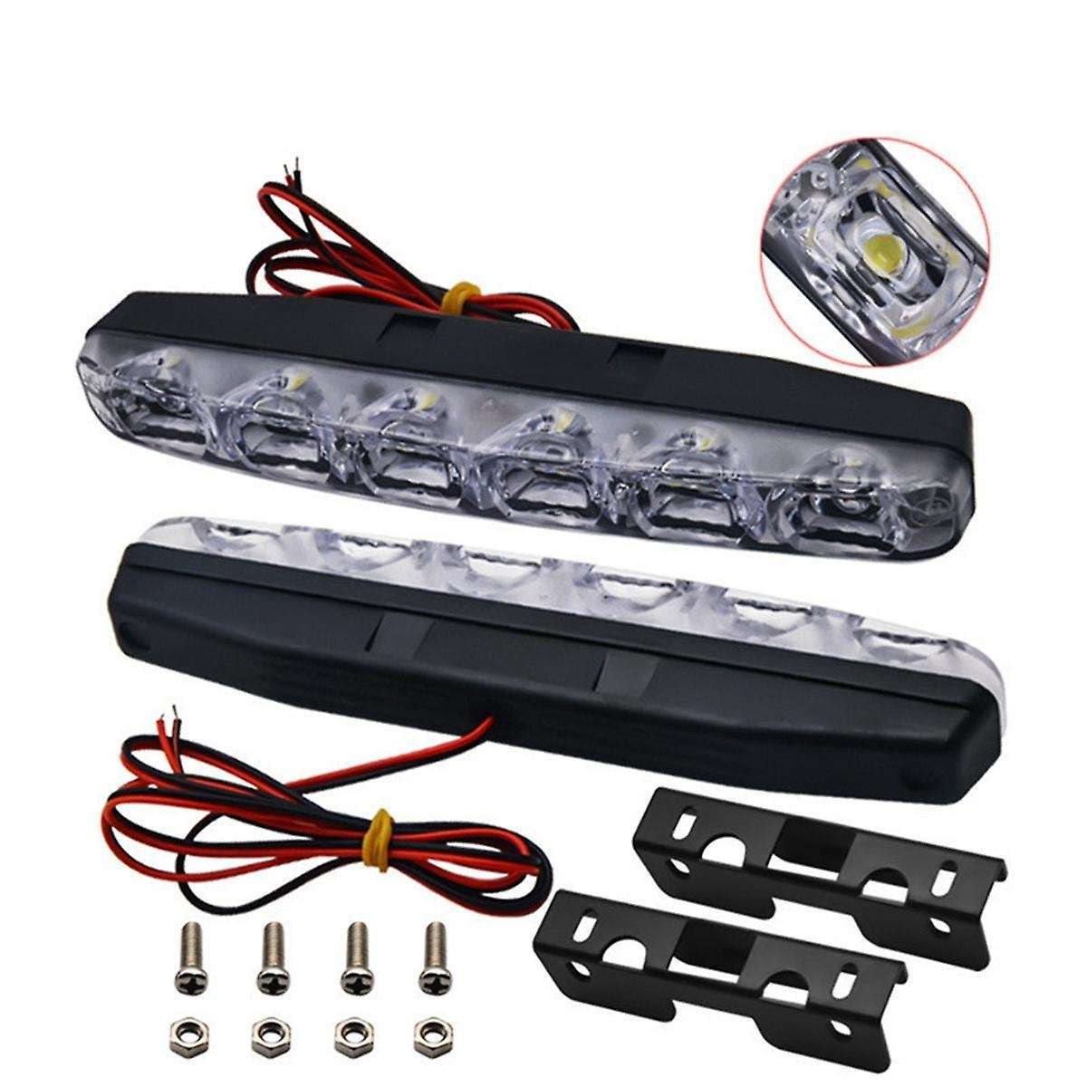 6 LED Super Bright Daytime Running Lights Car Center Grille Decorative Lights for General Car Light