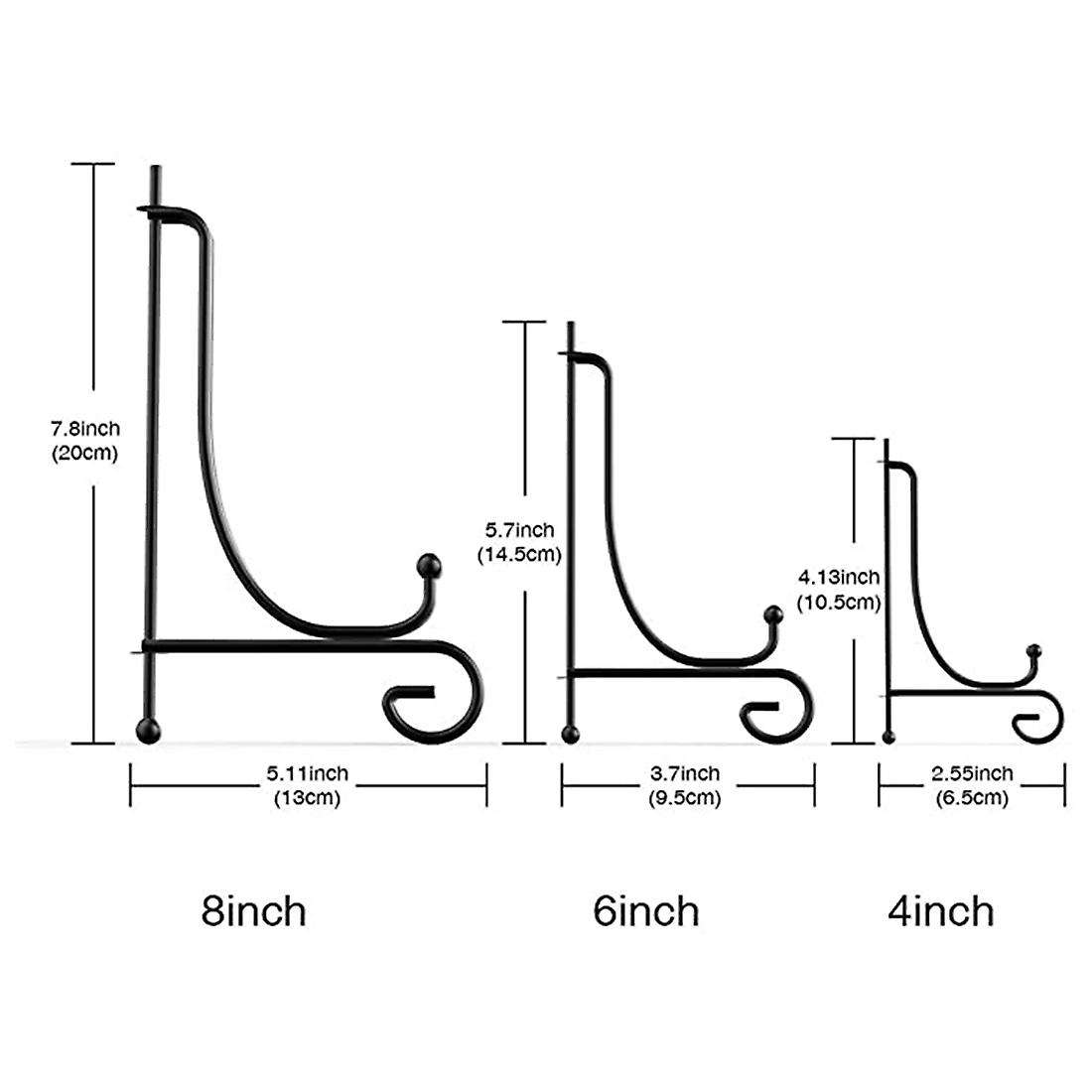 6 Pack 3 Sizes Picture Easels for Display, Plate Holder Table Stands for Tabletop,Plates(4, 6, 8 Inc