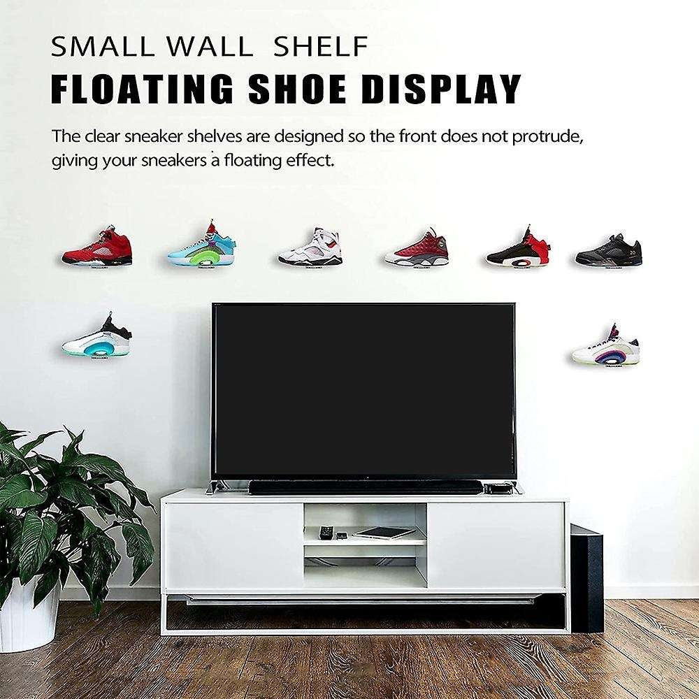 6 Pack Acrylic Floating Sneaker Shelves Clear Shoe Display Stand for Display Collectible Shoe&Sneak