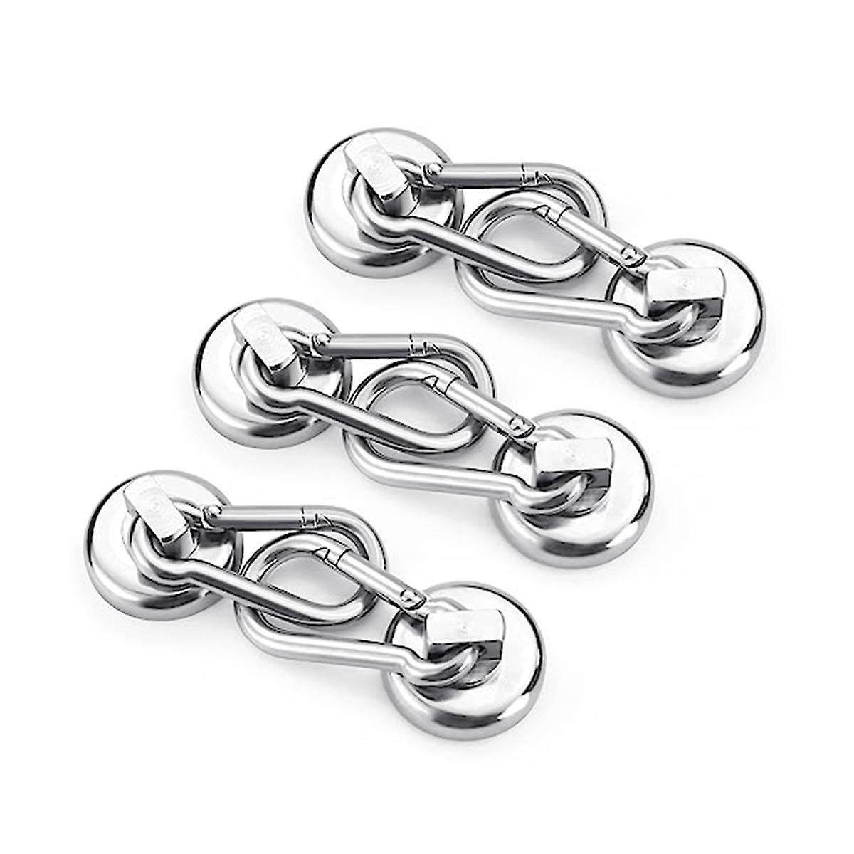 6 Pack Magnetic Hooks,heavy Duty Neodymium Magnetic Hooks with Swivel Carabiner Hook,silver