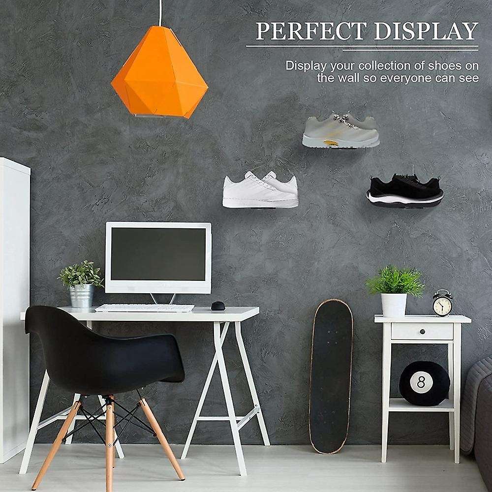 6 Pack Floating Shoe Shelves,black Acrylic Wall Mounted Shoe Display Shelves,for Display Collectible