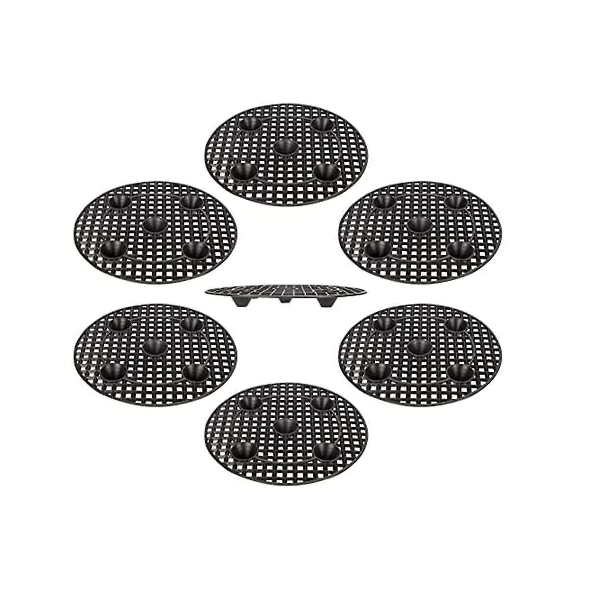 6 Pack Plant Level Planters, Black Round Plant Planter Holder for Indoor Outdoor Garden Floor Prote