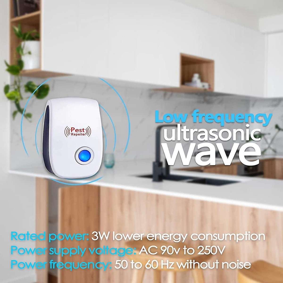 6 Pack Ultrasonic Repeller Electronic Plug In Mouse Roach Bug Indoor Home Kitchen,us Plug