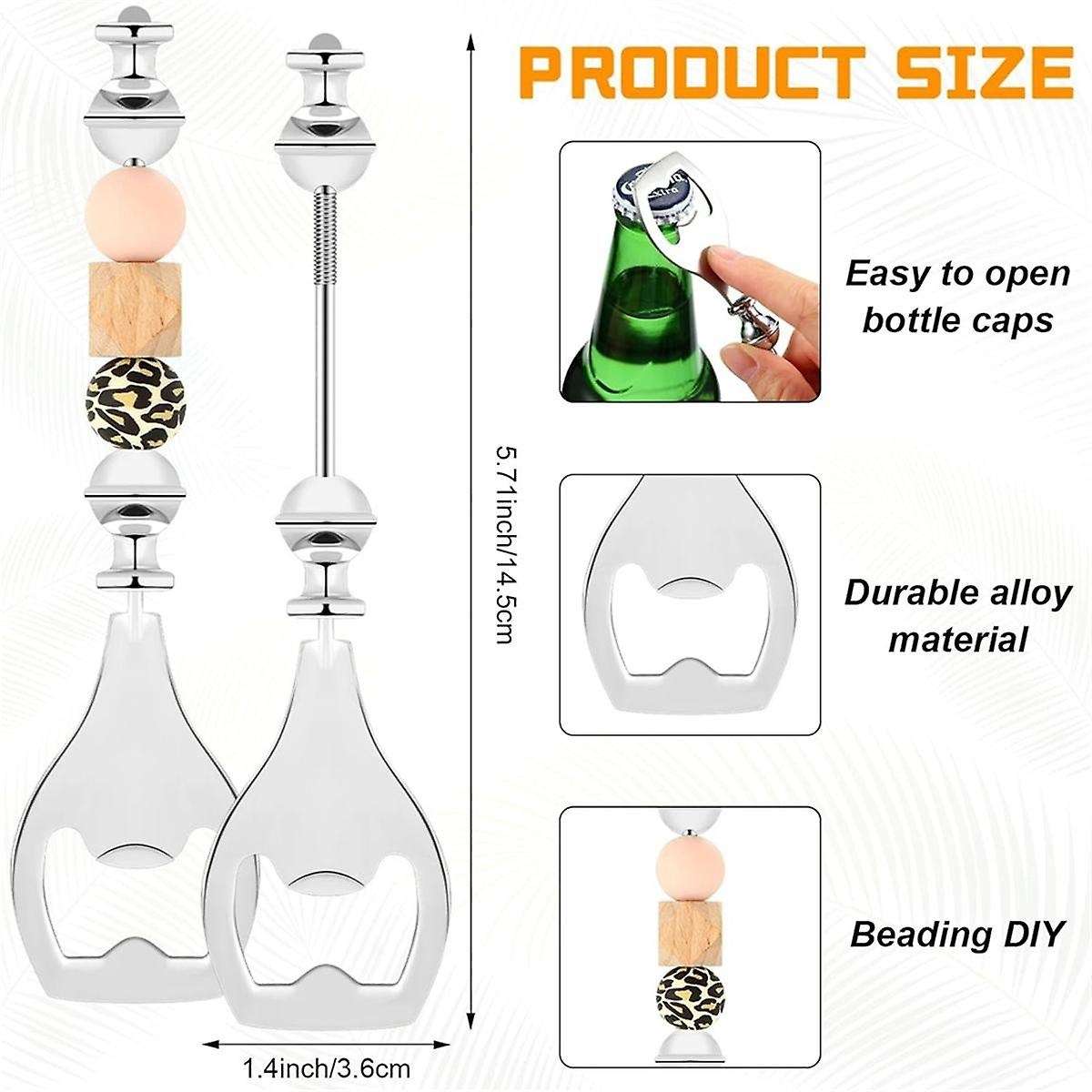 6 Pcs Beadable Beer Opener Reusable Bottle Opener Decorative Beaded Bottle Opener for Bartenders Diy