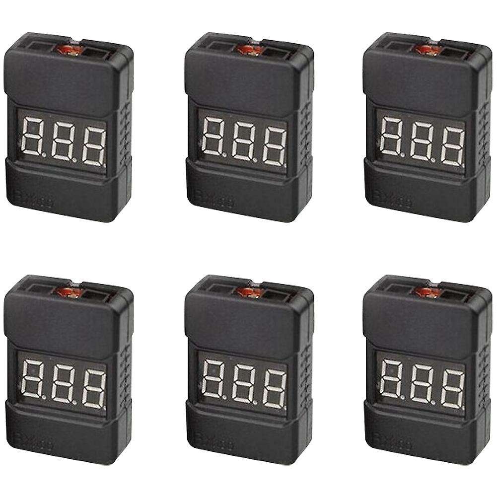 6 PCS BX100 1-8S Lipo Battery Voltage Tester/ Low Voltage Buzzer Alarm/ Battery Voltage Checker with