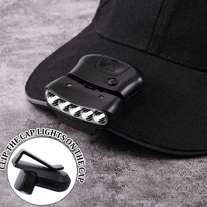 6 Pcs Clip Headlight 5LED Rotatable Cap Hat Light Headlight Waterproof Cap Visor Light for Hunting C