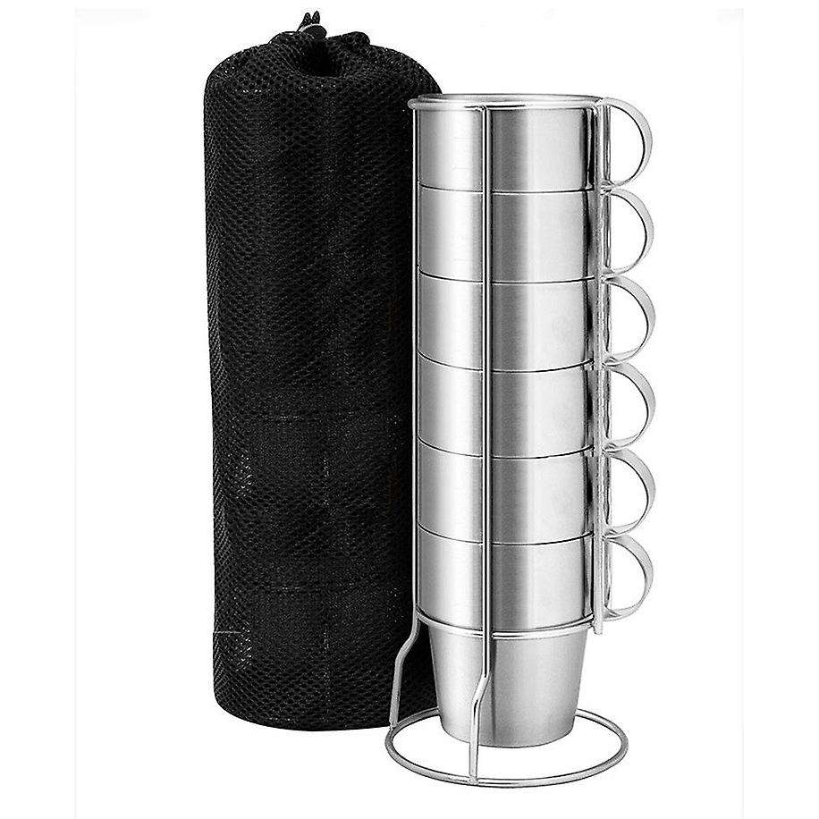 6 PCS Coffee Mug Double Wall Vacuum Camping Cup for Beer Juice Wine Tea Coffee Water with Cup Holder
