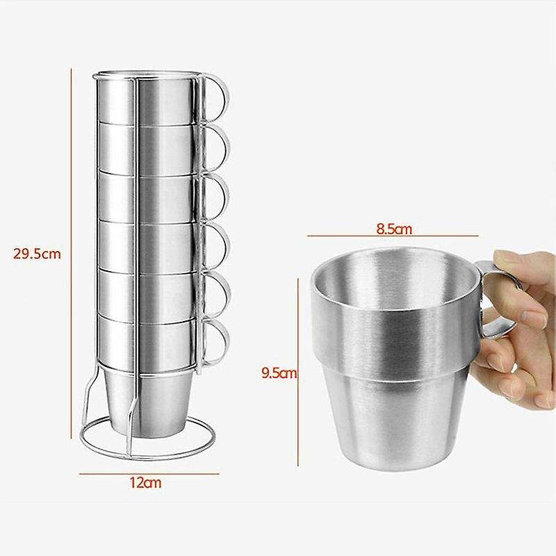 6 PCS Coffee Mug Double Wall Vacuum Camping Cup for Beer Juice Wine Tea Coffee Water with Cup Holder