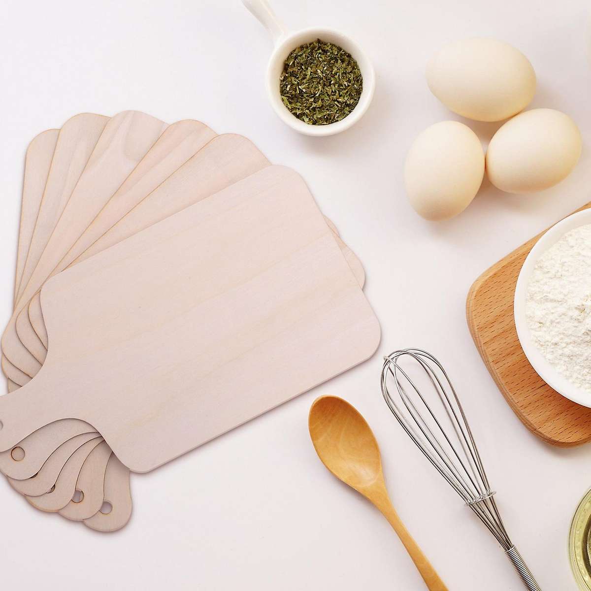 6 Pieces Christmas Mini Wooden Cutting Board with Handle Unfinished Wood Paddle Chopping Board Tray