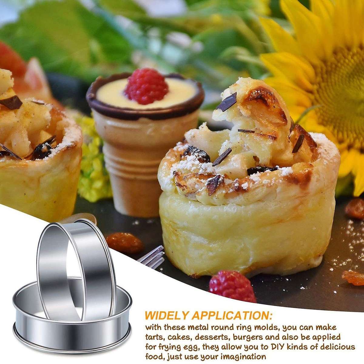 6 Pieces Muffin Tart Rings Double Rolled Tart Ring Stainless Steel Muffin Rings Metal Round Ring Mol