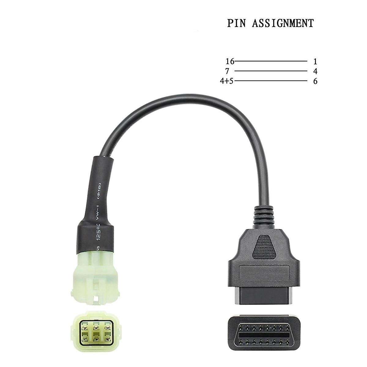 6 Pin to 16 Pin Motorcycle Adapter Cable Replacement Motorcycle Accessories for OBD2 Motorcycle Conn