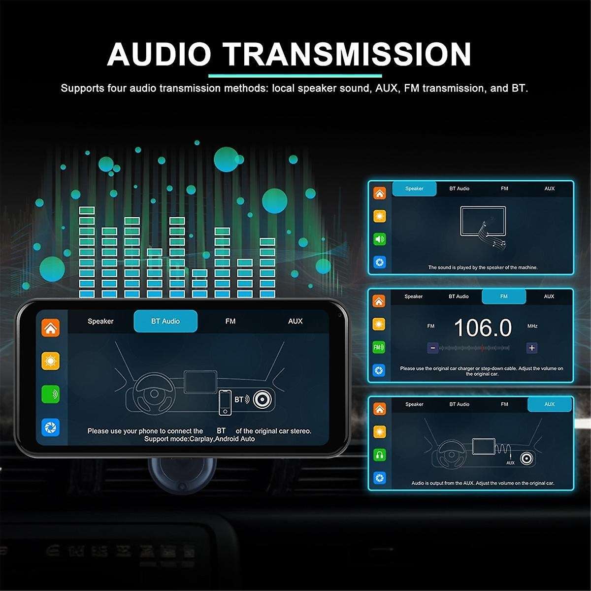 6.25In Screen MP5 Player Portable Bluetooth Car Radio Wireless Carplay Android Car Universal Multime
