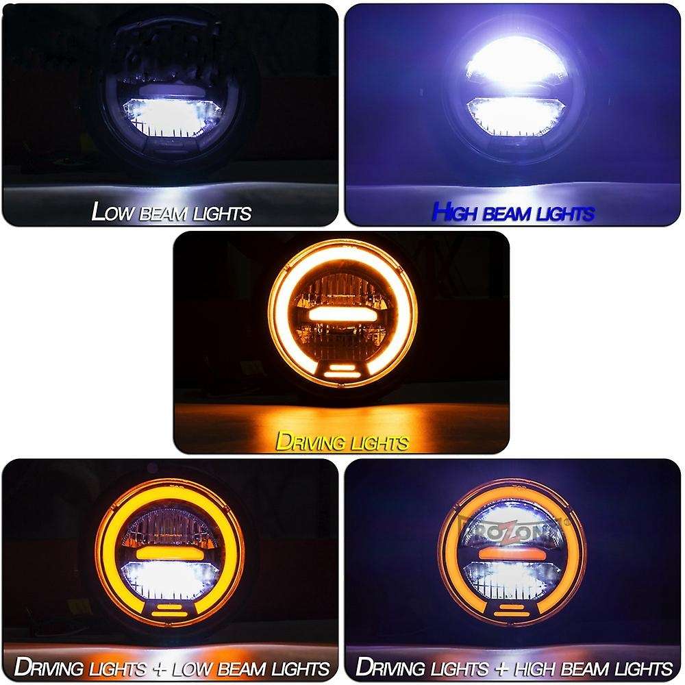 6.5 Inch Universal Motorcycle LED Head Light Lamp Yellow Light Head Light Lamp Distance Light Refit