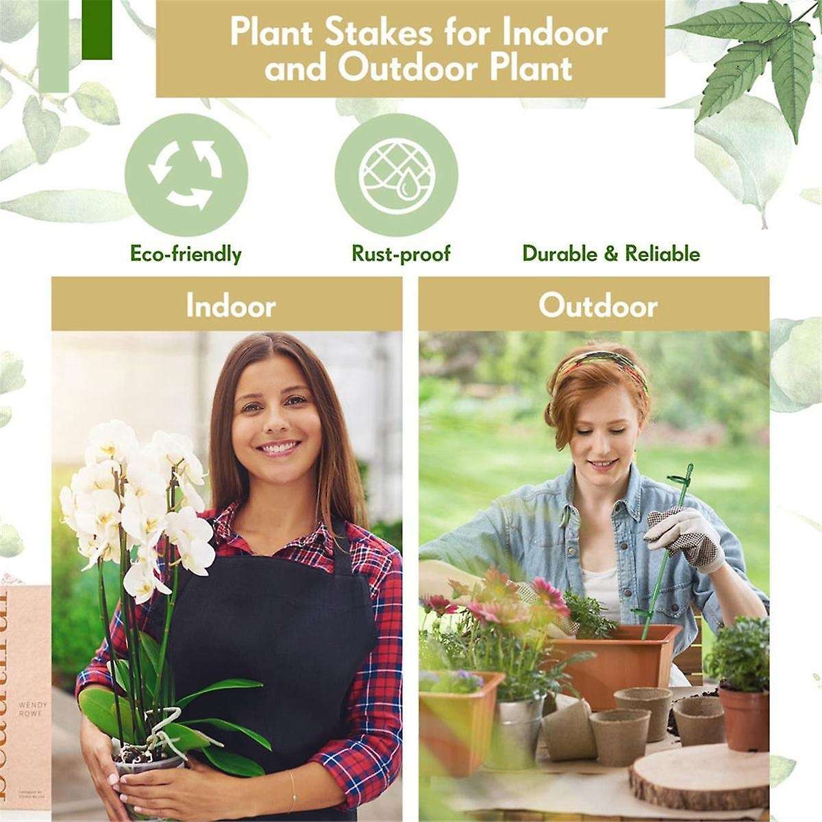 60 Pcs Adjustable Plant Support Stakes Garden Single Stem Support Stake Plant Cage Support Rings wit