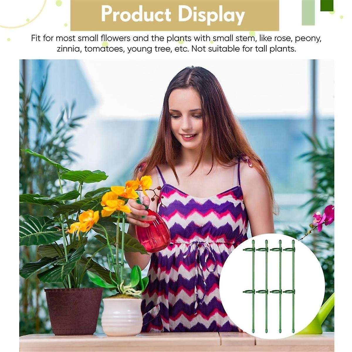 60 Pcs Adjustable Plant Support Stakes Garden Single Stem Support Stake Plant Cage Support Rings wit