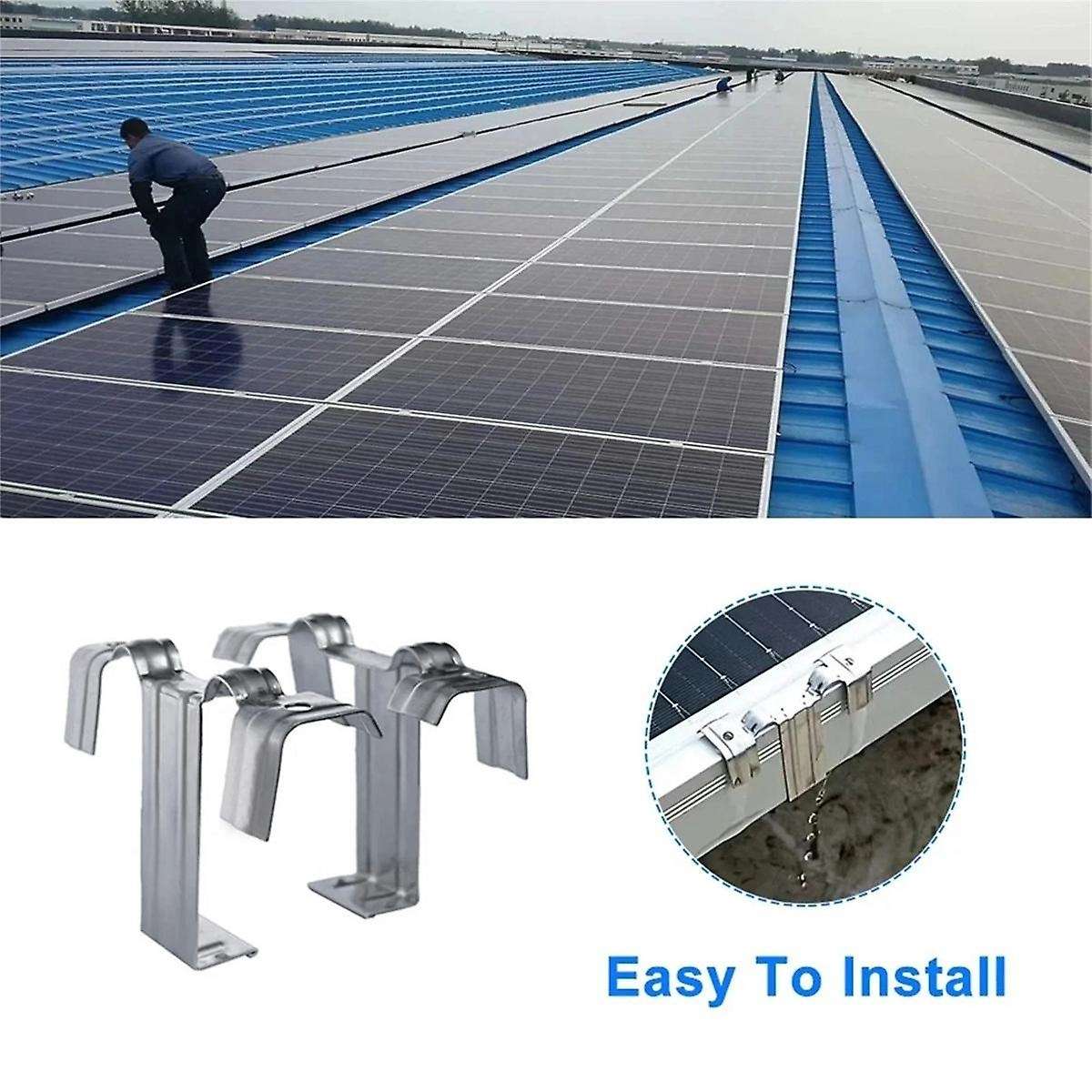 60PCS 30mm Solar Panel Photovoltaic Water Guide Clip Stainless Steel Deflector Mud Drain Button Wate