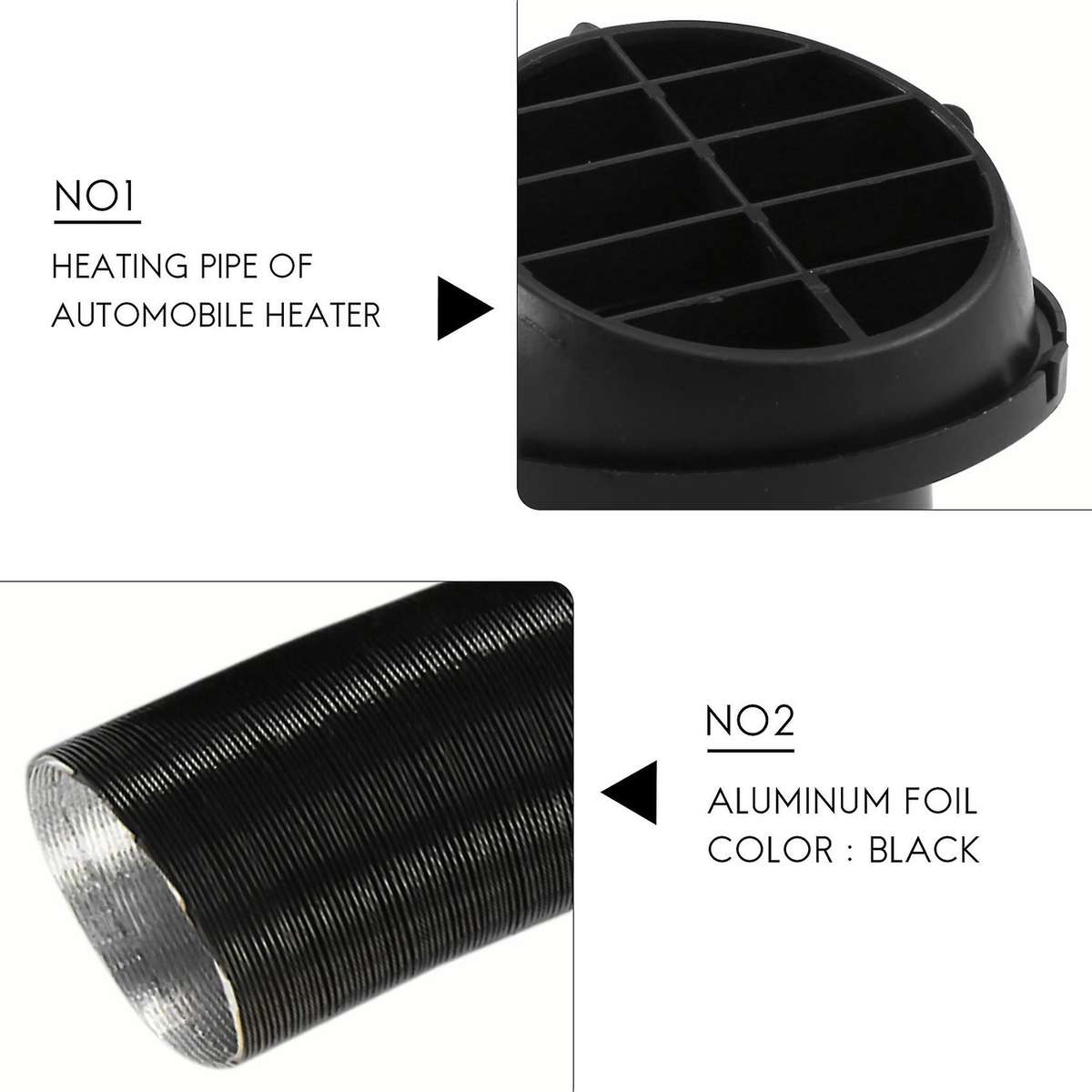 60mm Car Auto Heater Pipe Duct T Piece Warm Air Outlet Vent Hose Clips Set for Parking Heater Ebers