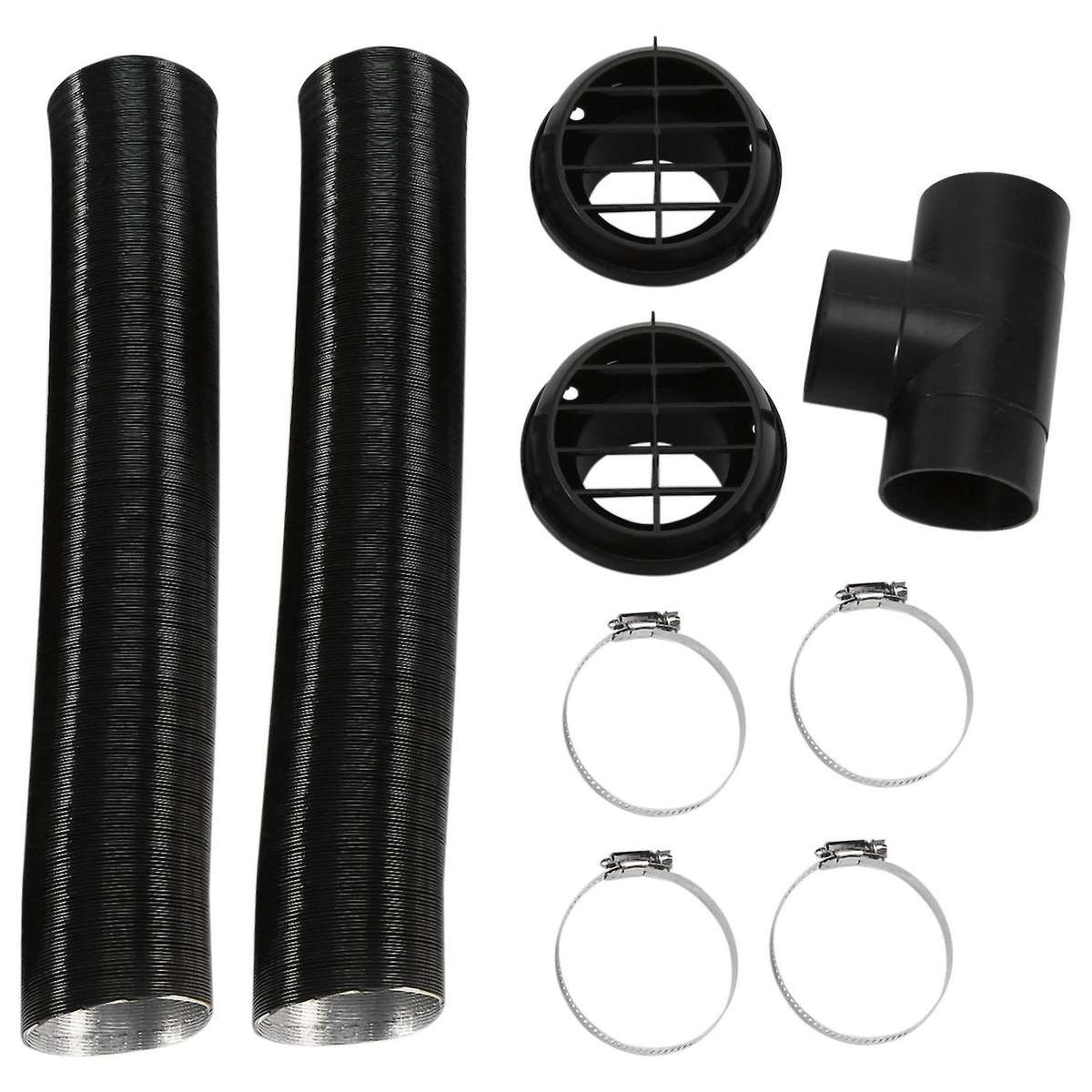 60mm Car Auto Heater Pipe Duct T Piece Warm Air Outlet Vent Hose Clips Set for Parking Heater Ebers
