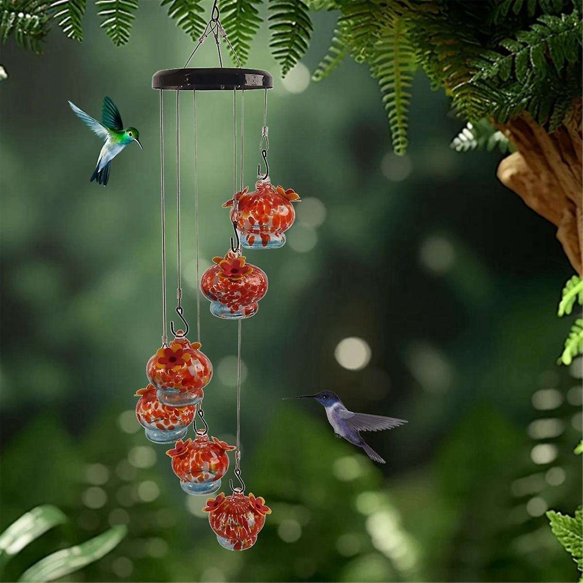 6-Hooked Glass Window Bird Feeder with Ant Moat, Hanging Bird Feeder, Garden Decorative Bird Feeder