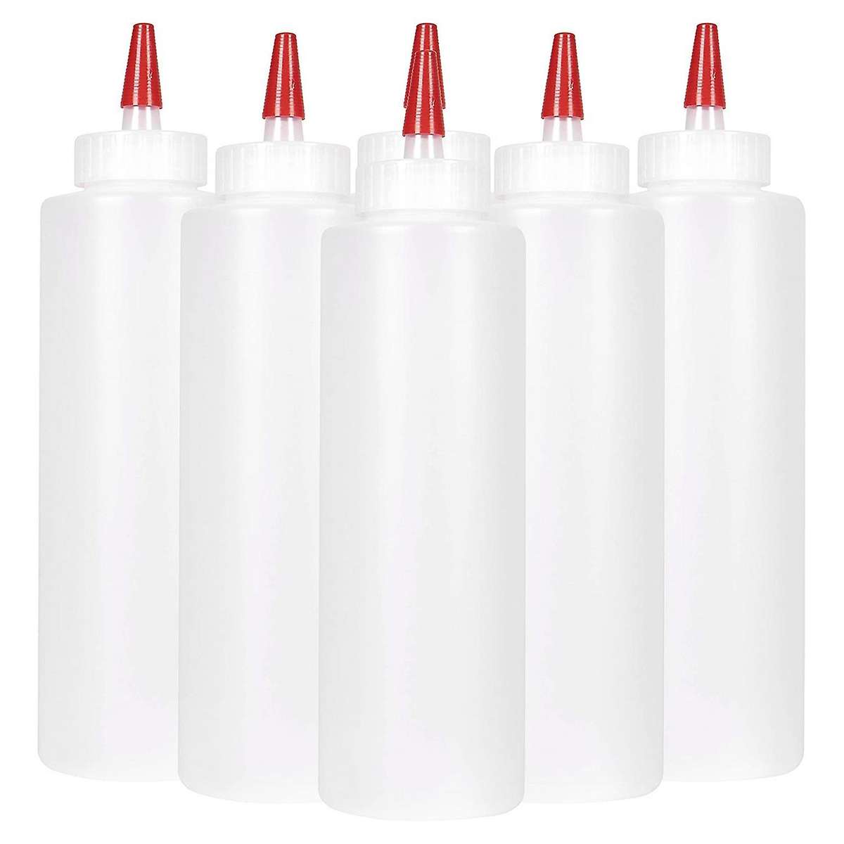 6pc Squeeze Squirt Condiment Bottles for Sauces - 16 Ounce - Perfect Containers for Ketchup, Bbq, S