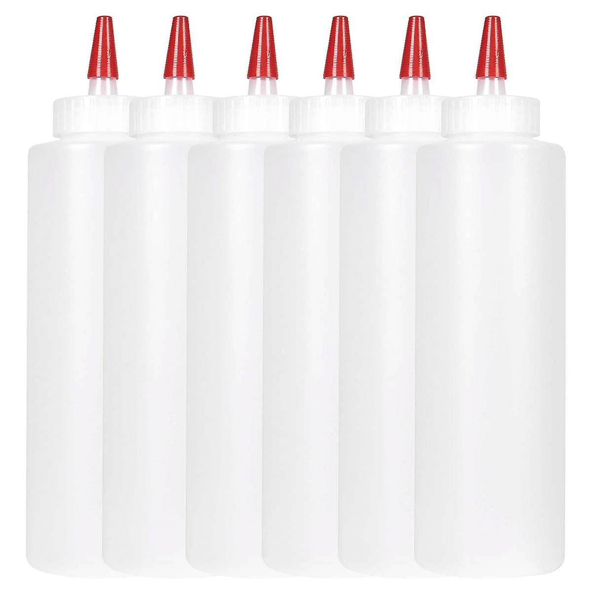 6pc Squeeze Squirt Condiment Bottles for Sauces - 16 Ounce - Perfect Containers for Ketchup, Bbq, S