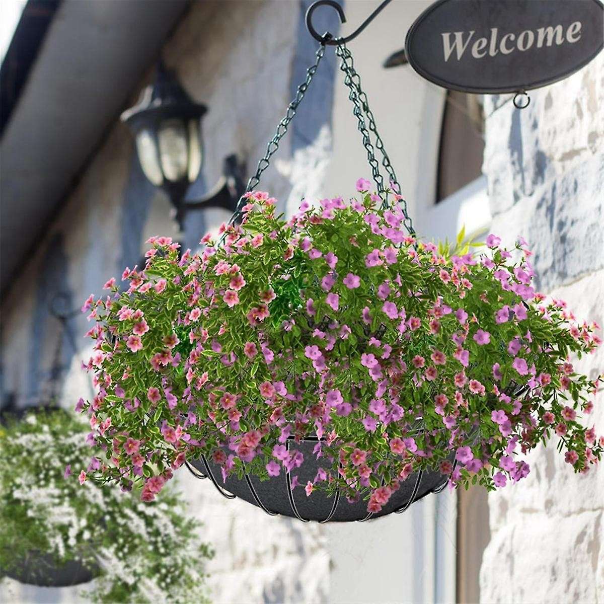 6PCS 14/16 Inch Hanging Flower Basket Liners Fabric Hanging Plant Liners Round Planter Liners Non-W