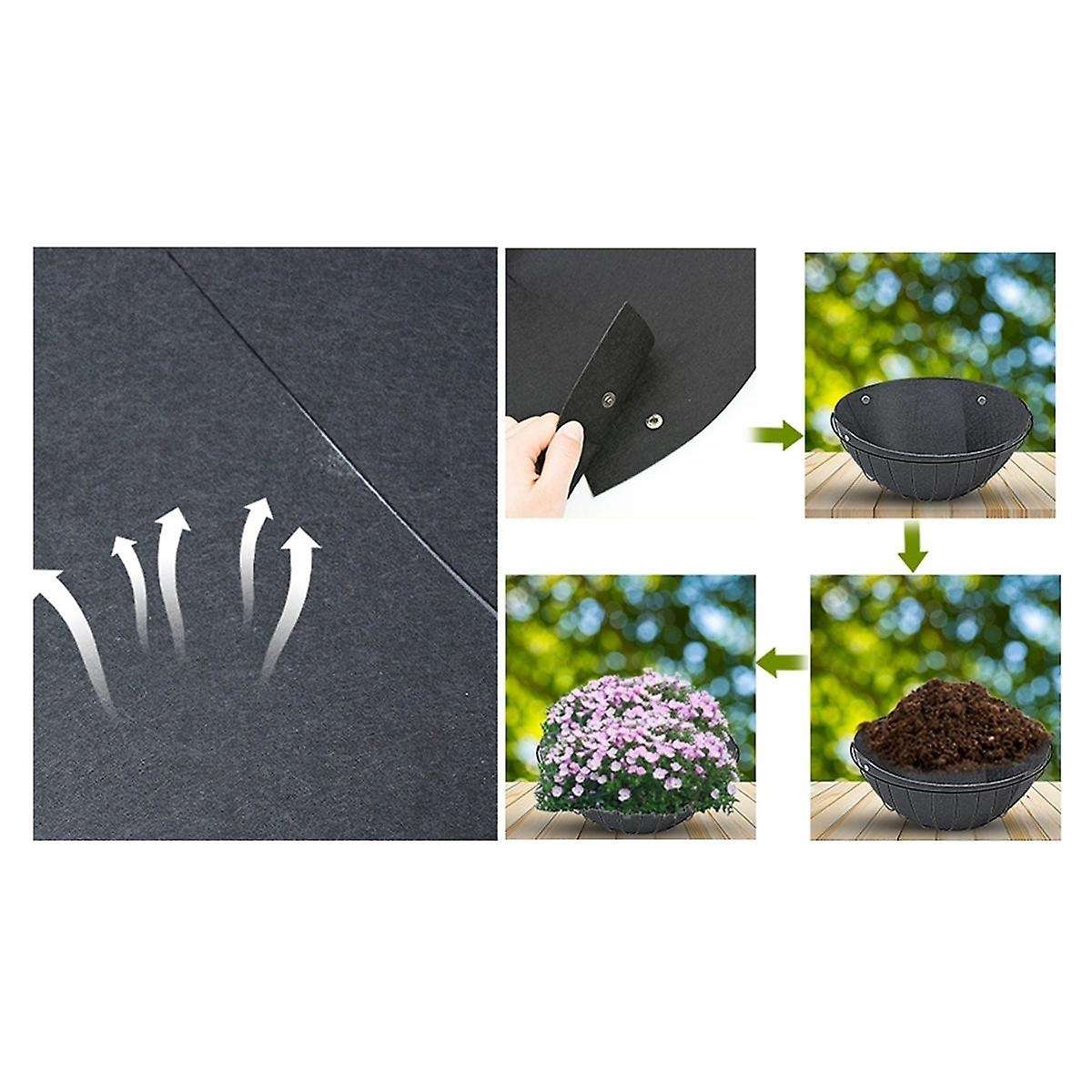 6PCS 14/16 Inch Hanging Flower Basket Liners Fabric Hanging Plant Liners Round Planter Liners Non-W