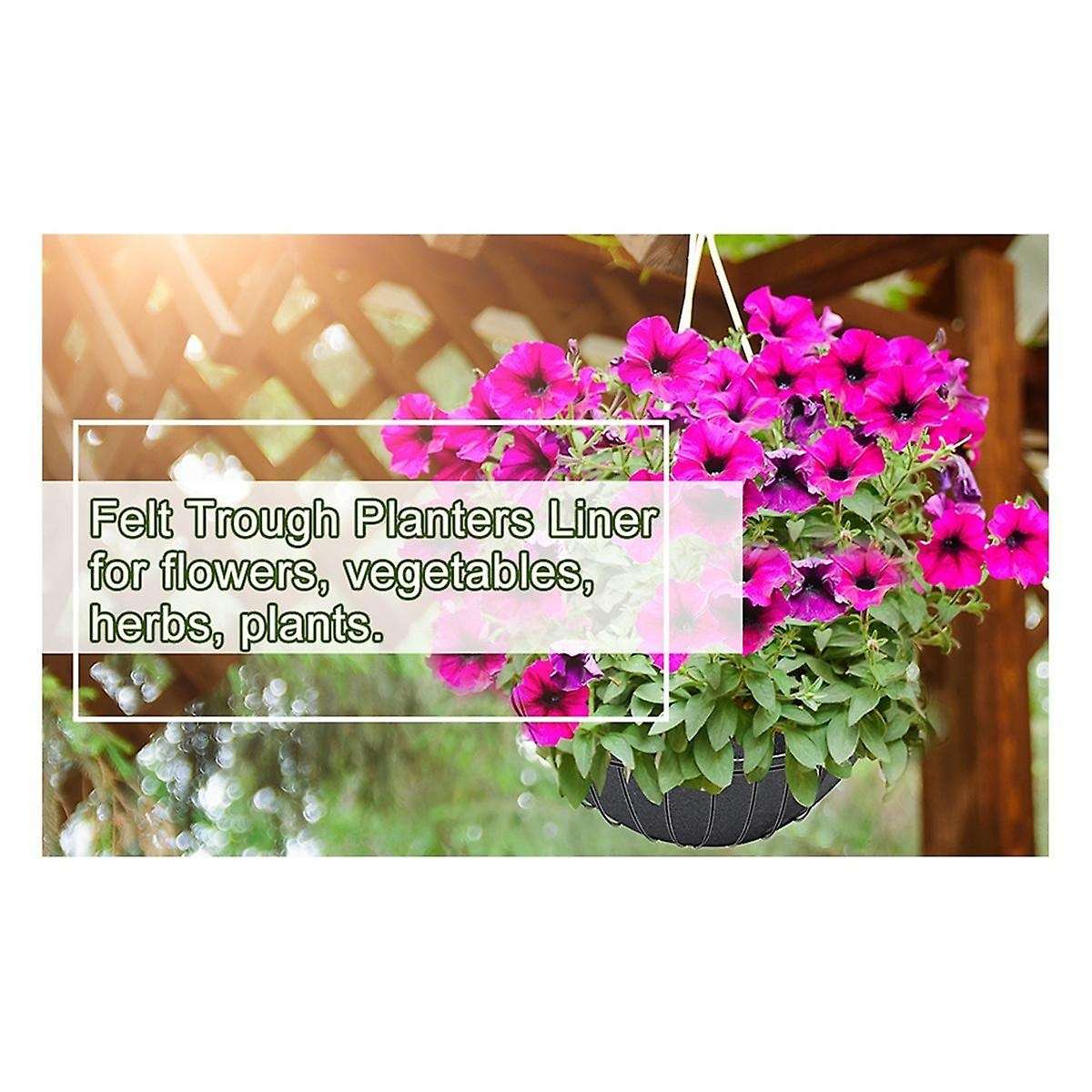 6PCS 14/16 Inch Hanging Flower Basket Liners Fabric Hanging Plant Liners Round Planter Liners Non-W