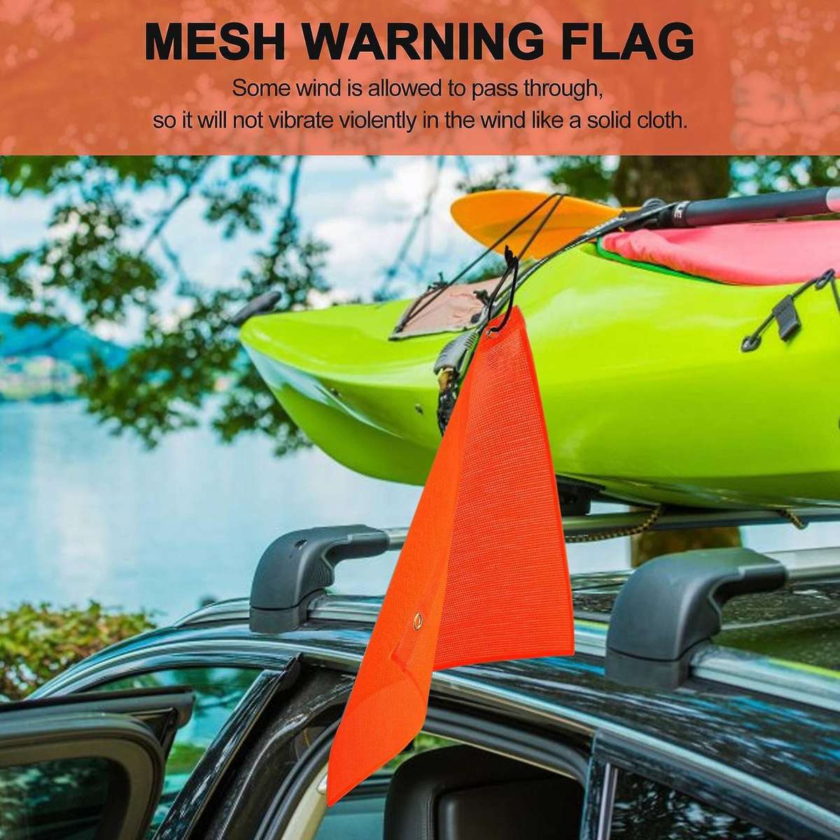 6Pcs 18X18 Inch Mesh Safety Flags Orange Warning Flag Bungee Safety Flag Good Visibility Weatherproo