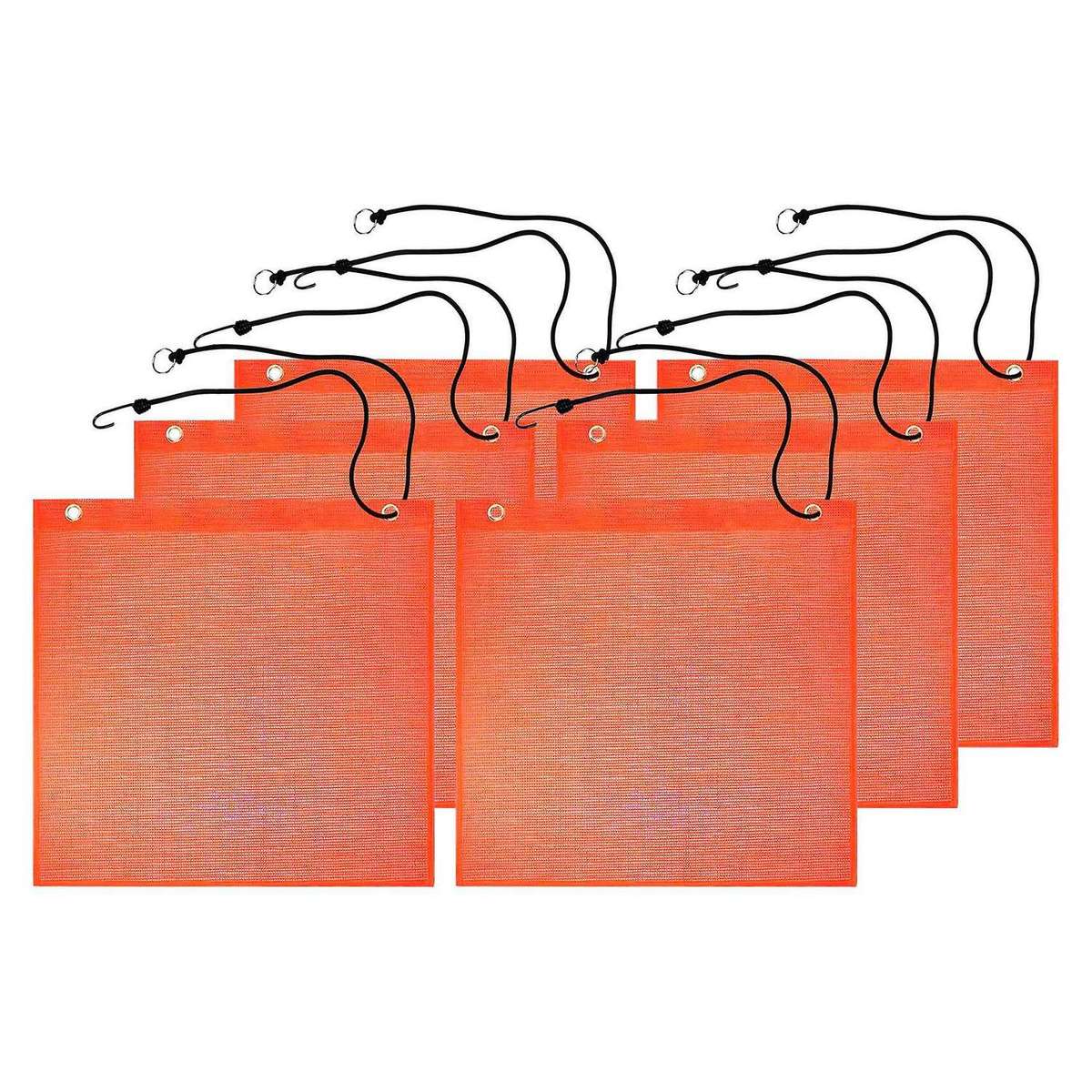 6Pcs 18X18 Inch Mesh Safety Flags Orange Warning Flag Bungee Safety Flag Good Visibility Weatherproo