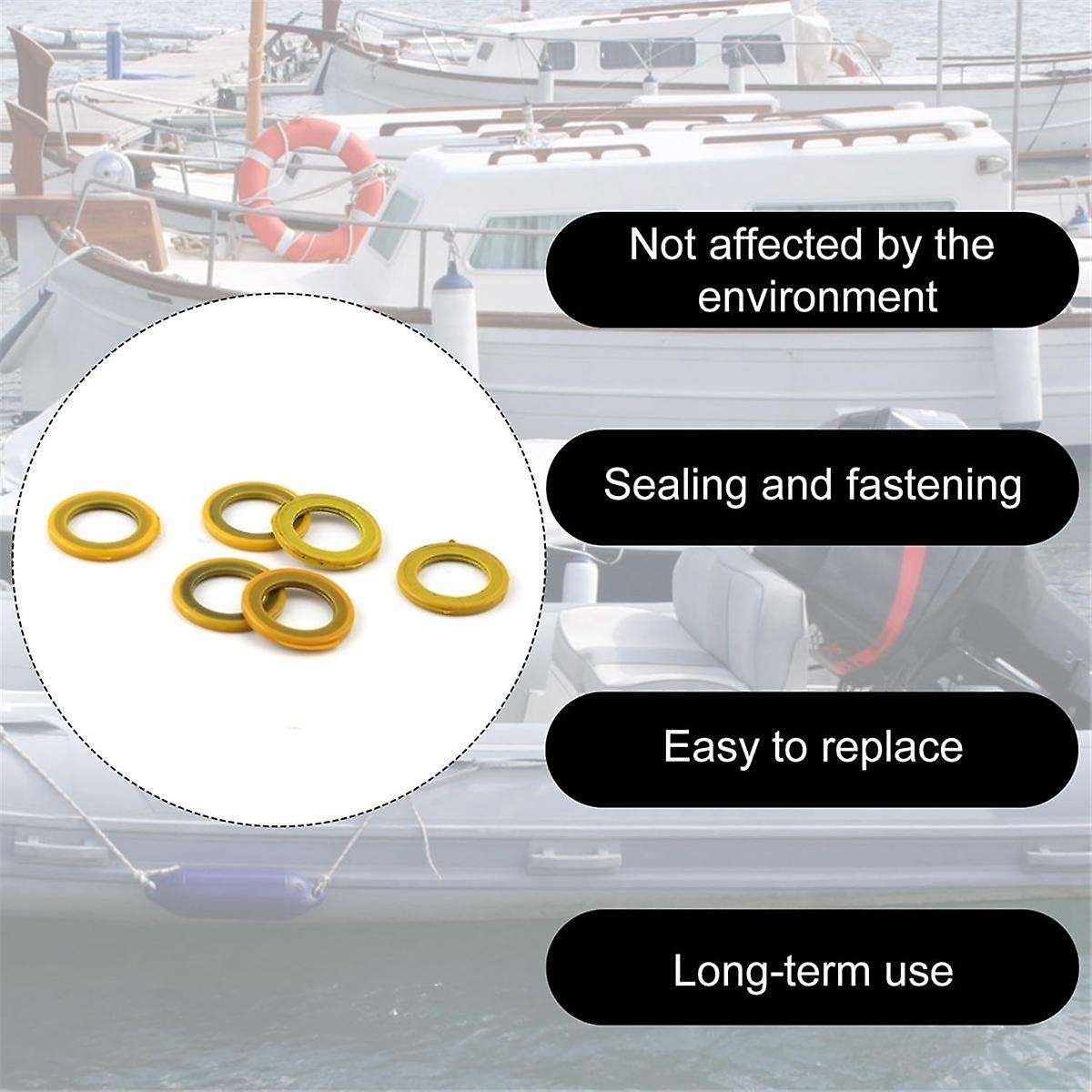 6pcs 26-830749 Gearcase Drain Plug Seal Washer Gaskets, Lower Unit Grease Gaskets Washer Drain Plug