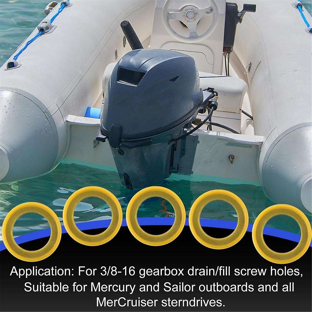 6pcs 26-830749 Gearcase Drain Plug Seal Washer Gaskets, Lower Unit Grease Gaskets Washer Drain Plug