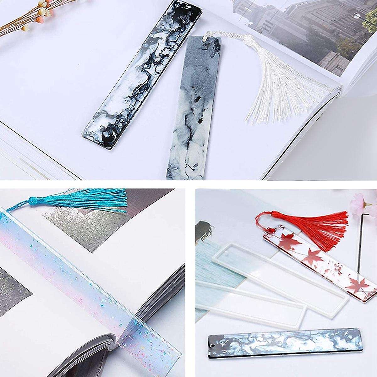 6Pcs 3.7 Inch Rectangle Silicone Bookmark Mold Craft Transparent Mold