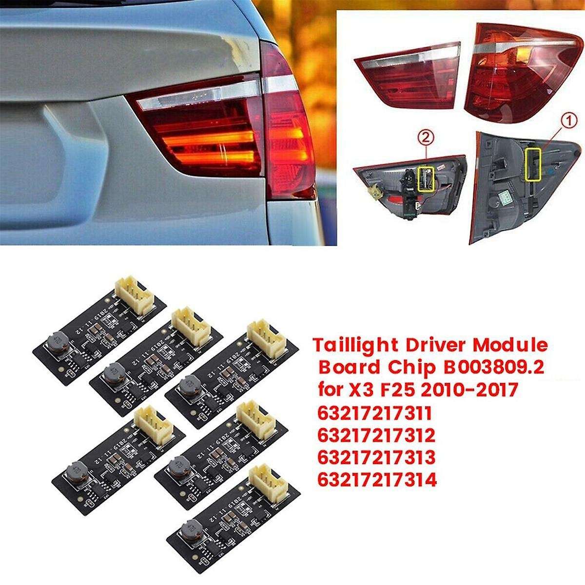 6Pcs B003809.2 Rear LED Light Driver Module Board for X3 F25 2010-2017 Taillight Driver Module Tail