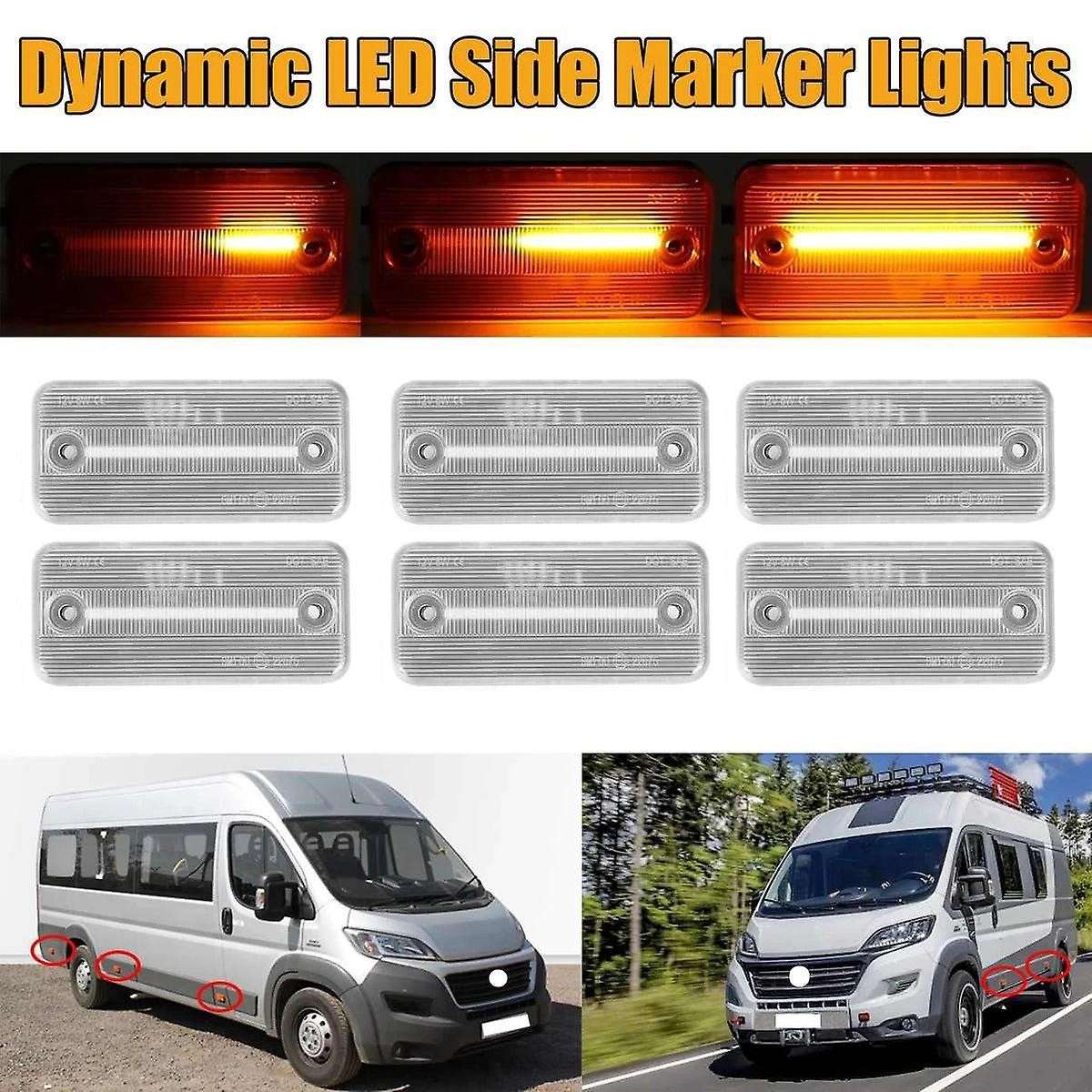 6Pcs Car Dynamic LED Side Marker Light Turn Signal Light for Ducato Relay Boxer