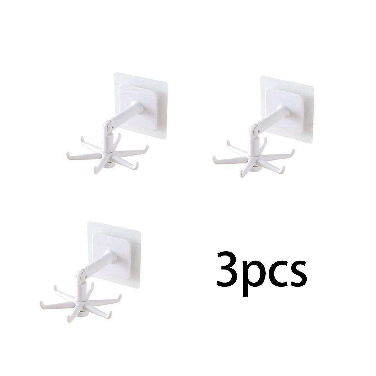 6pcs Multifunctional Rotatable Universal Hook Kitchen Wall Hanging Storage Rack Strong Seamless Hook