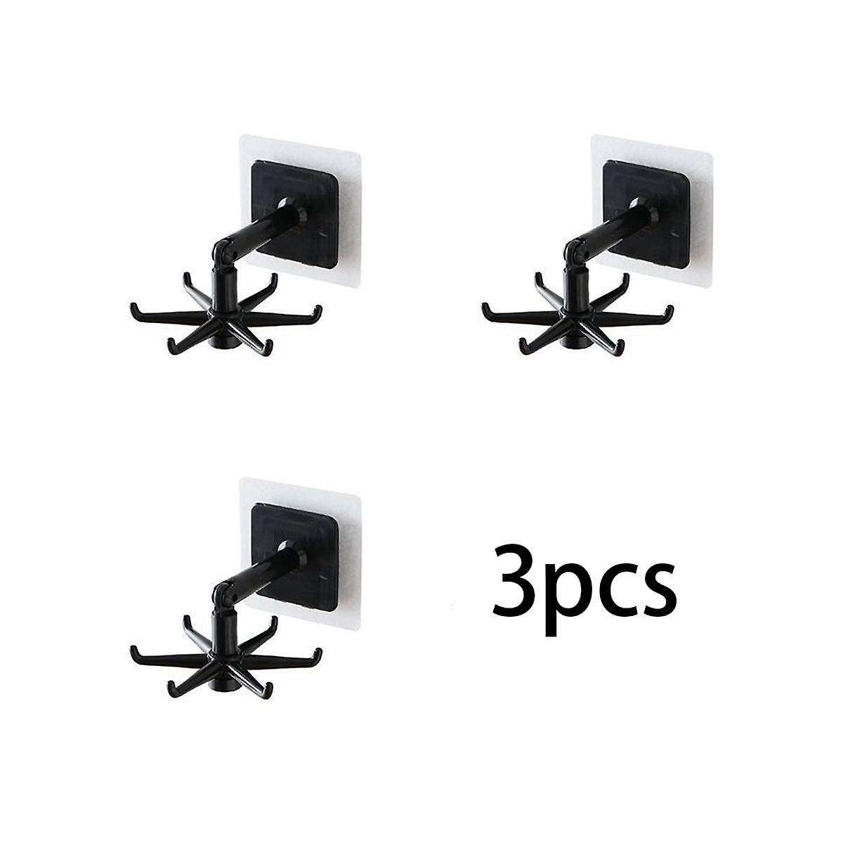 6pcs Multifunctional Rotatable Universal Hook Kitchen Wall Hanging Storage Rack Strong Seamless Hook