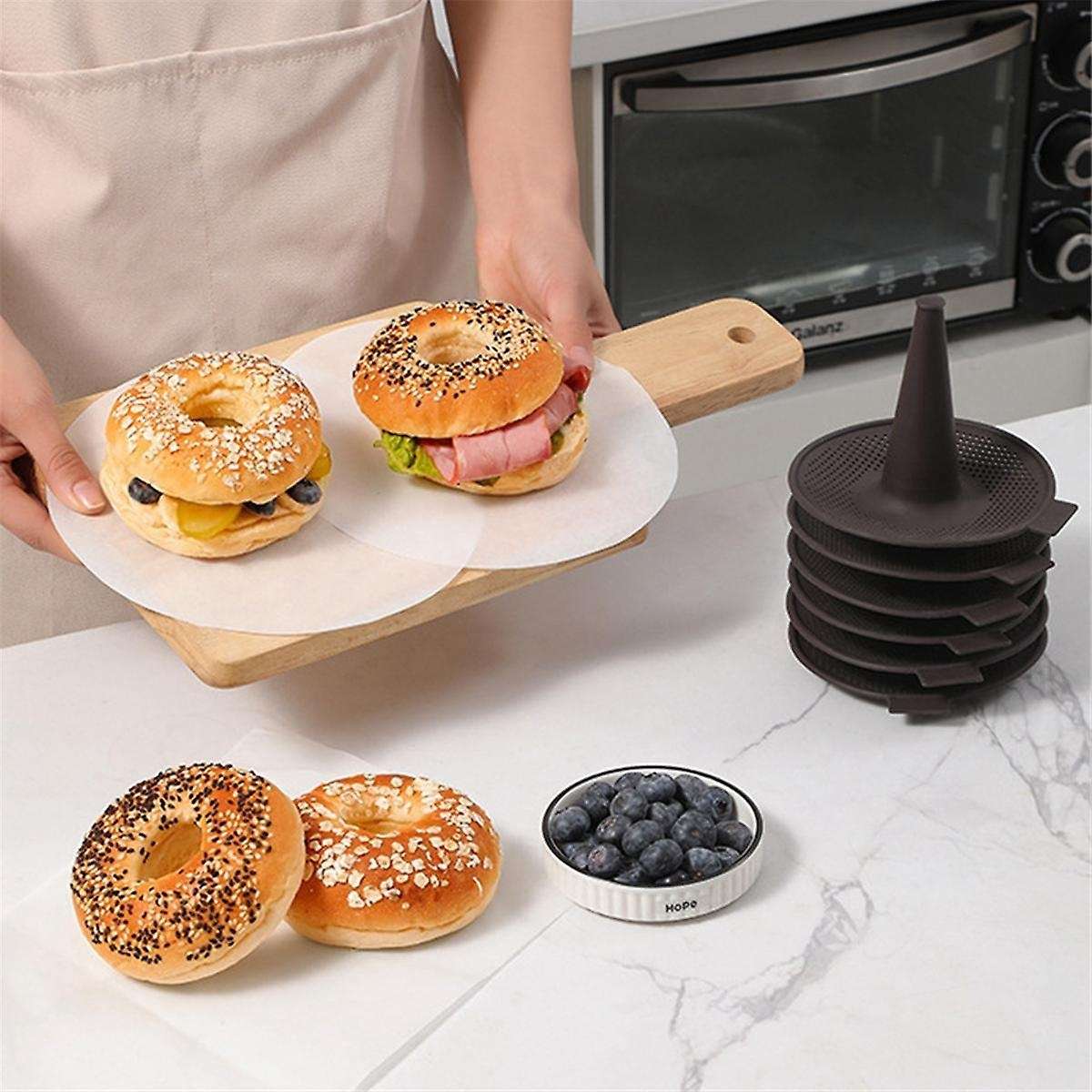 6PCS Silicone Donut Mold DIY Doughnuts Pan Set Dishwasher Safe for Donut Cake Biscuit Bagels