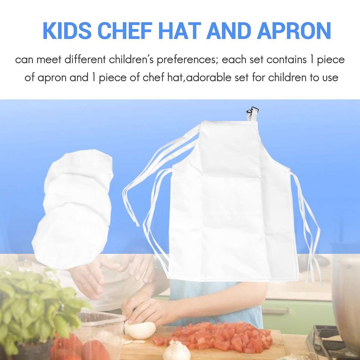 6-piece Children's Apron and Chef Hat Set Adjustable Children's Kitchen Apron for Cooking and Paint