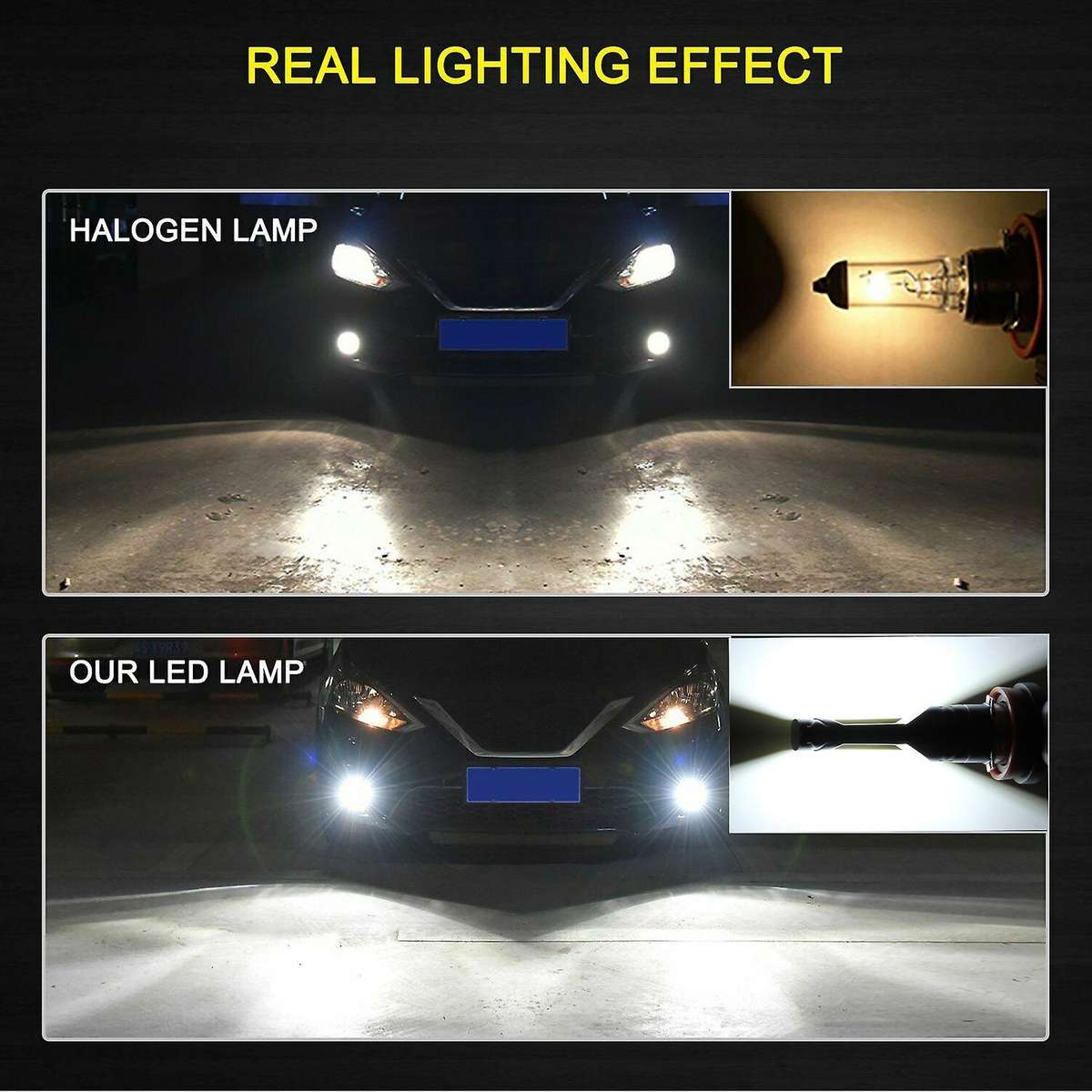 6PCS-CSP LED H4 Led Light Bulb 288W LED Bulbs for DRL Fog Lights,6500K White(Pack of 2)