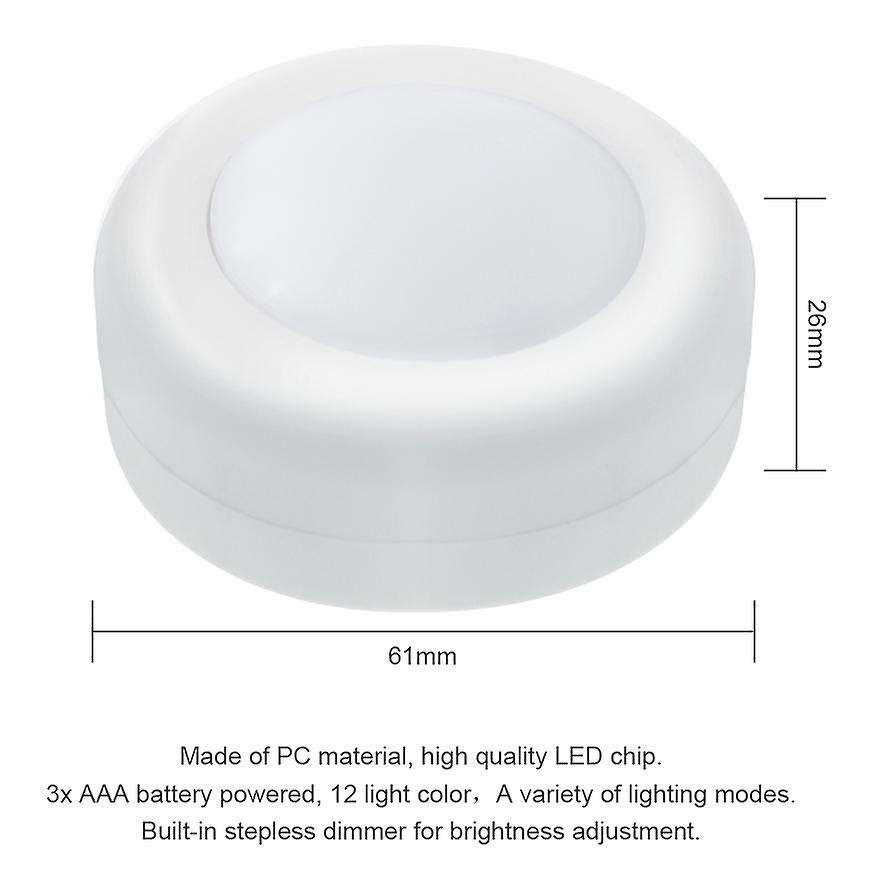 6Pcs/Set Wireless Led Closet Lights Warm White Color Changing Puck Light with Remote Control,Press S
