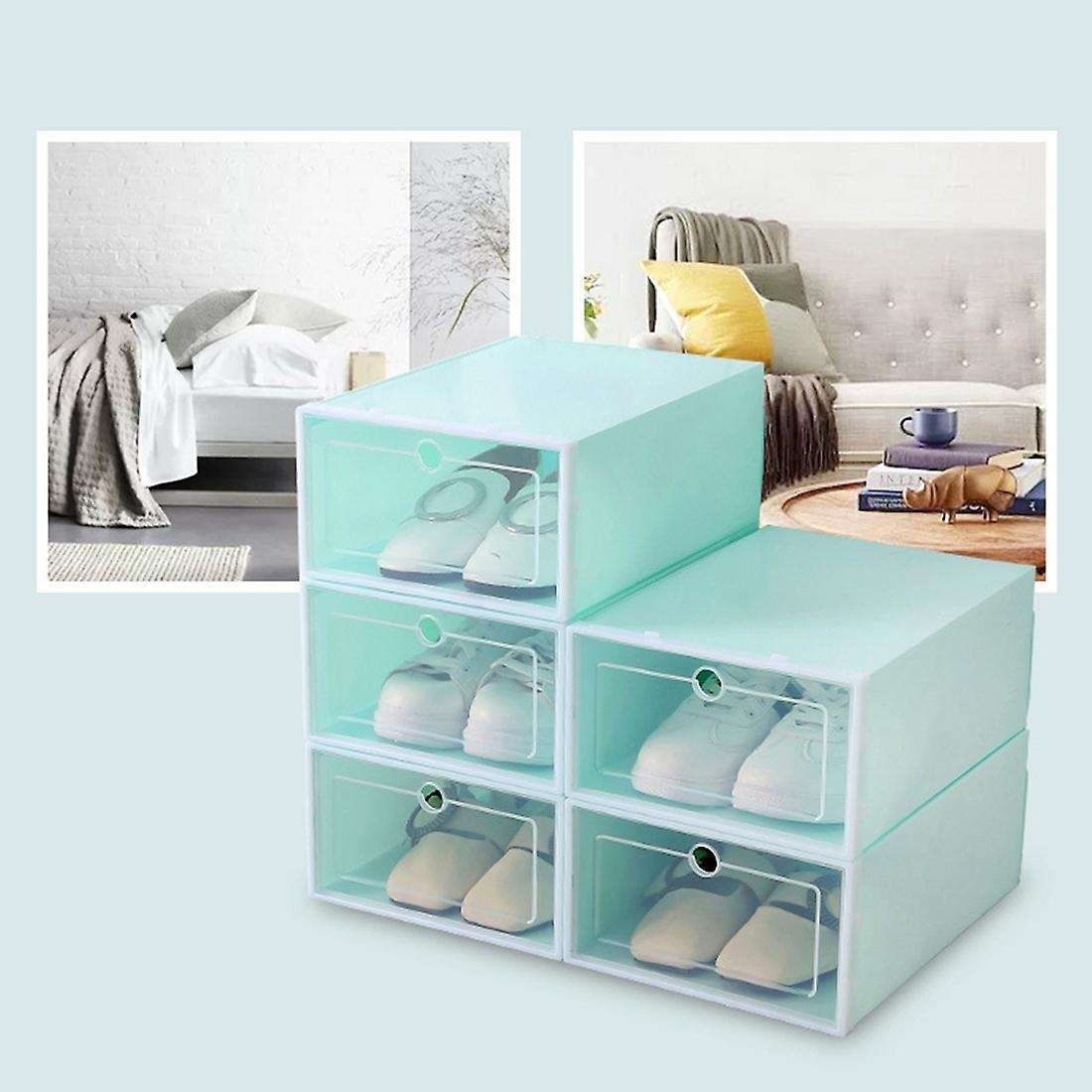 6-Piece Candy Color Shoe Box, Transparent Plastic Shoe Storage Box, Shoe Cabinet Storage Drawer Rect