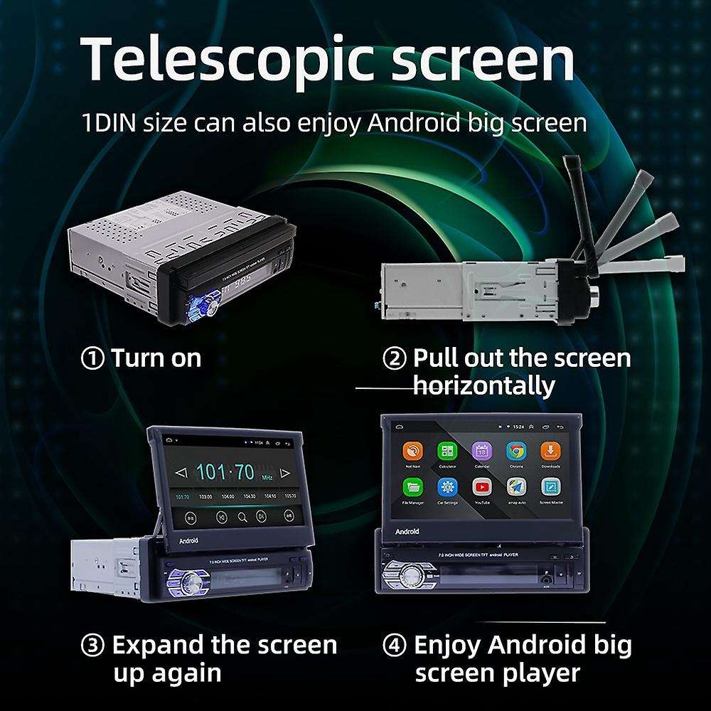 7 Inch Android8.1 Car Radio Stereo GPS Navi Bluetooth USB AUX-IN Press Car Multimedia Player, 9706