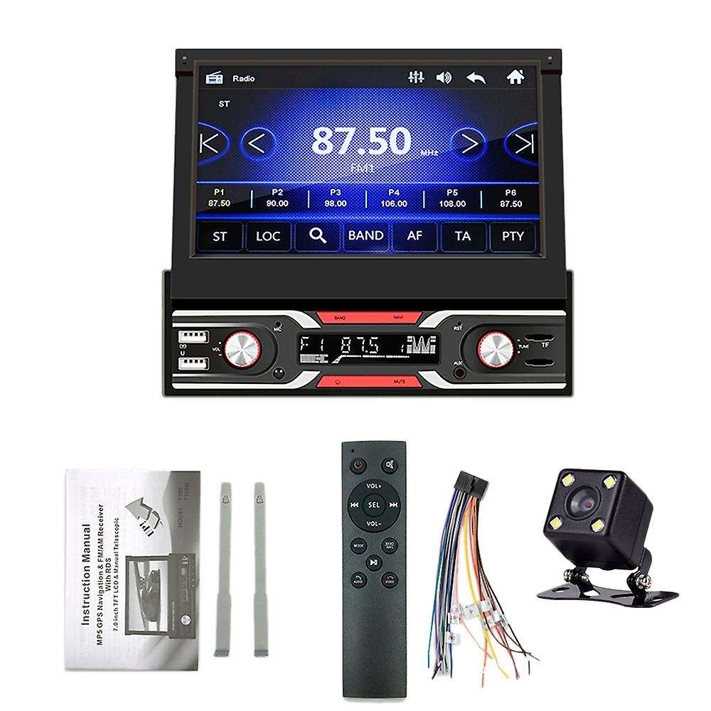 7 Inch Car Radio Retractable Screen Multimedia Video 1Din 7-Color Light MP5 Player Support Bluetooth