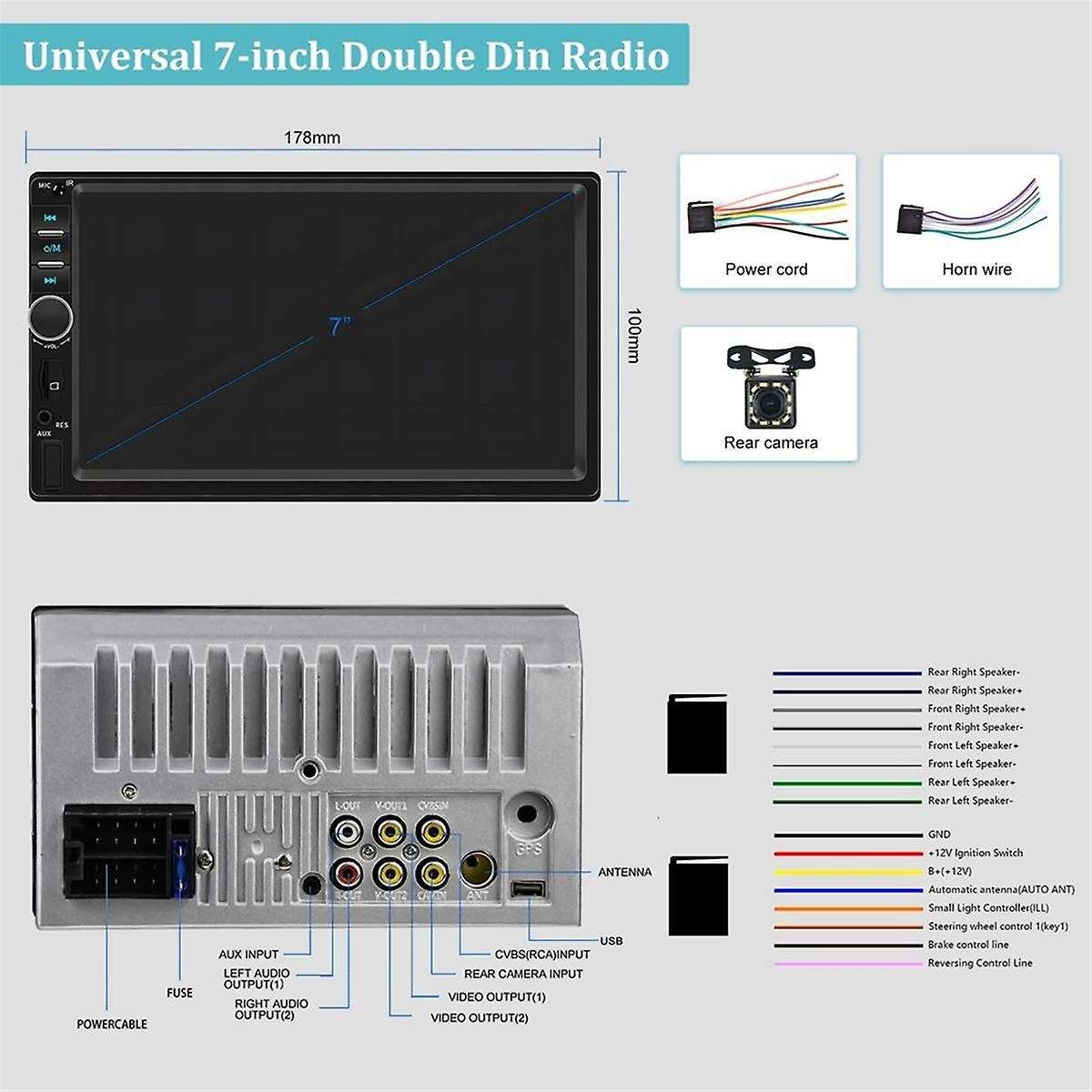 7 Inch Double Din CarPlay Car Stereo with CarPlay Android Auto, Car Radio with Mirror Link Bluetoot
