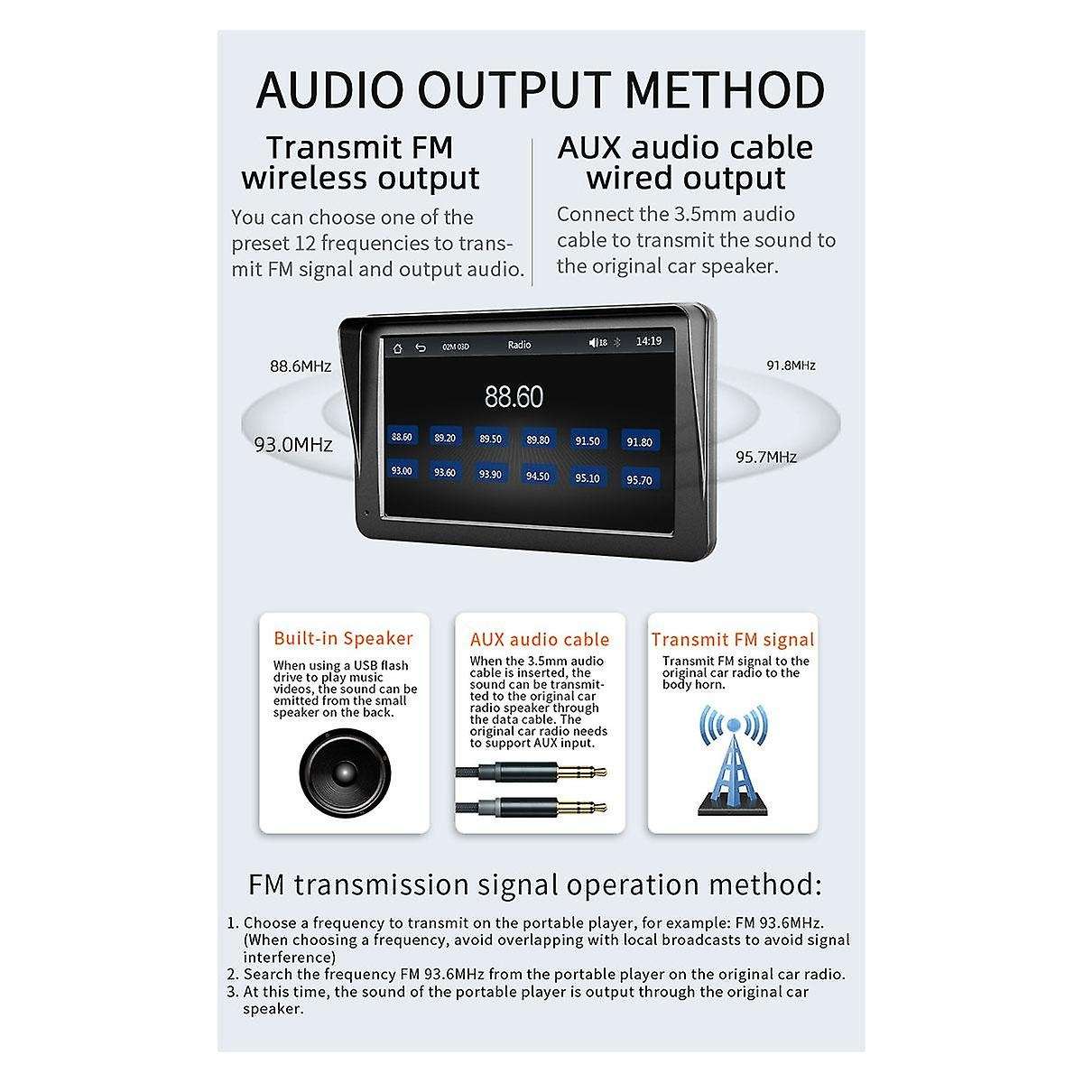 7 Inch Portable Wireless Carplay Screen Carplay Mp5 Car Mp5 Player Gps Universal Black