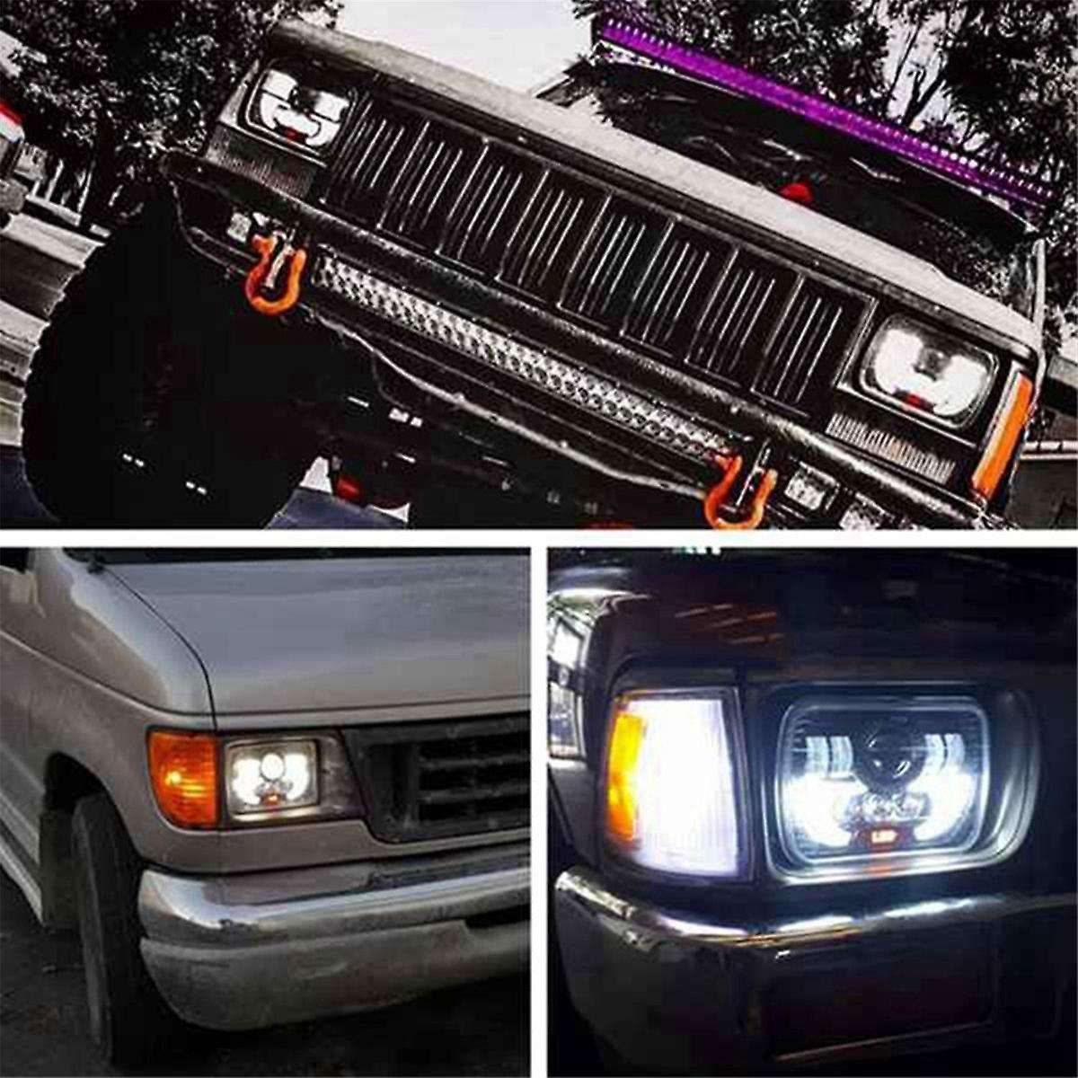 7 Inch Square Daytime Running Light Car Front Headlight Drl High Low Beam Flood Spotlights Led Work