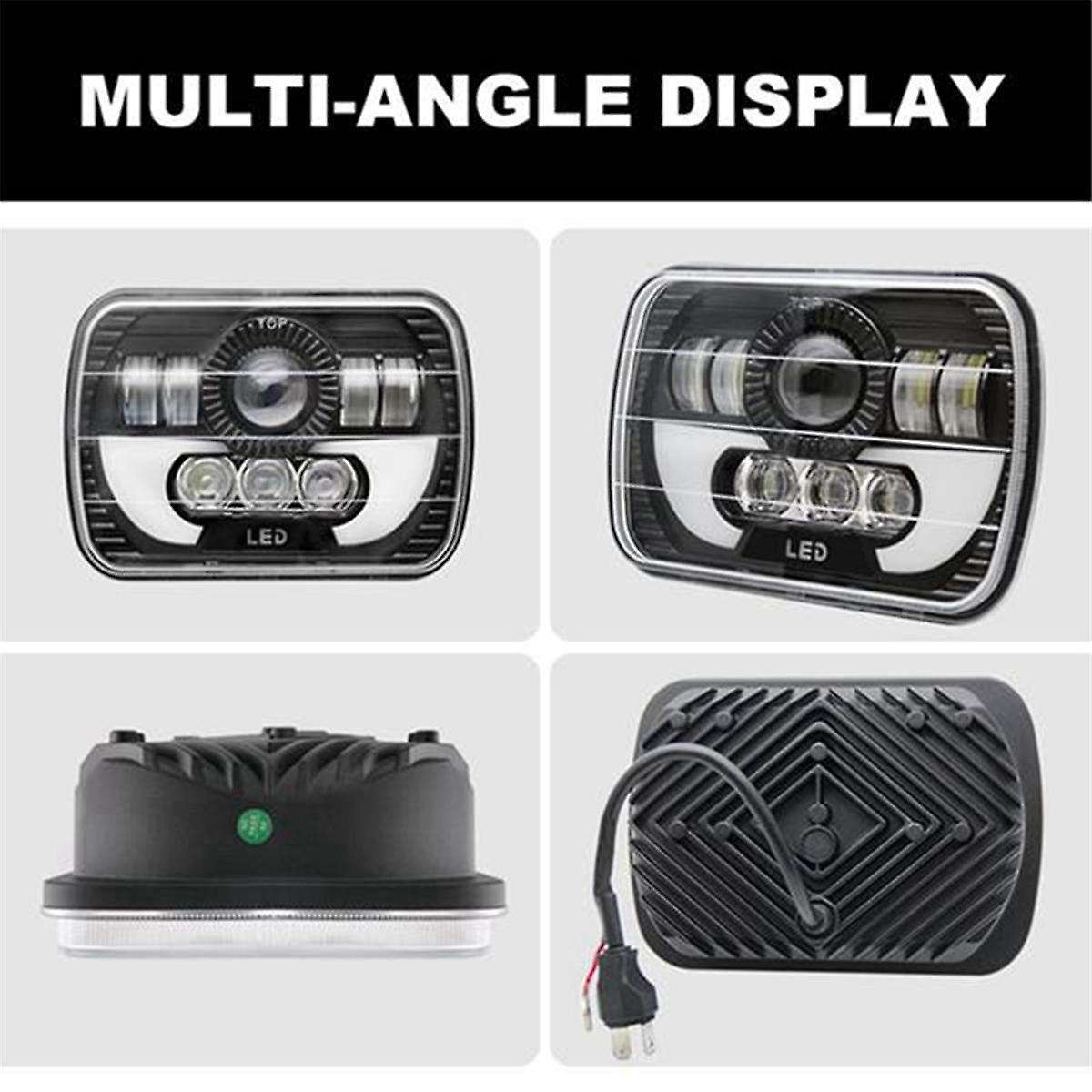 7 Inch Square Daytime Running Light Car Front Headlight Drl High Low Beam Flood Spotlights Led Work