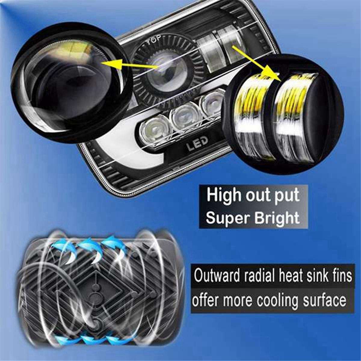 7 Inch Square Daytime Running Light Car Front Headlight Drl High Low Beam Flood Spotlights Led Work